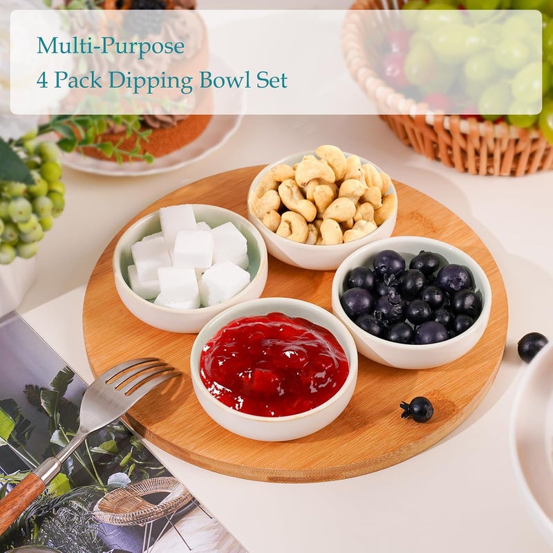 NUTRIUPS 4 Pack Soy Sauce Dish 2oz Ceramic Dipping Bowls 3.65inch Dipping Sauce Bowl Small Bowls for Side Dishes(Jade Green) - Image 3